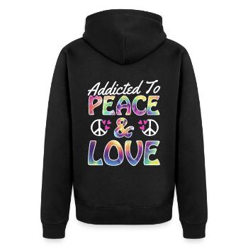 Drôle Hippie Peace Kindness Groovy - Veste à capuche bio Premium Unisexe - noir - Dos - Nico (187cm)