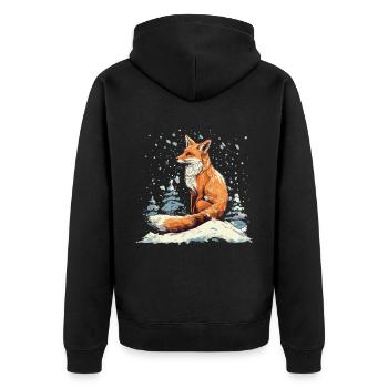 Renard au pays des merveilles de l’hiver - Veste à capuche bio Premium Unisexe - noir - Dos - Nico (187cm)