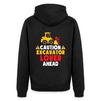 Excavator Lover Ahead - Unisex Premium Organic Zip Hoodie - black - Back - Nico (187cm)