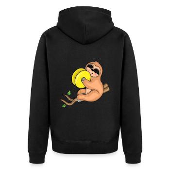 Faultier Musik Becken Instrument Orchester Kinder - Unisex Premium Bio Zip Hoodie - Schwarz - Hinten - Nico (187cm)
