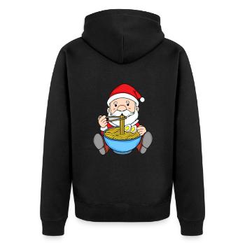 Kawaii Weihnachtsmann Essen Japan Nudeln Ramen - Unisex Premium Bio Zip Hoodie - Schwarz - Hinten - Nico (187cm)