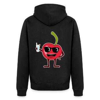 Fête des cerises Cerise - Veste à capuche bio Premium Unisexe - noir - Dos - Nico (187cm)