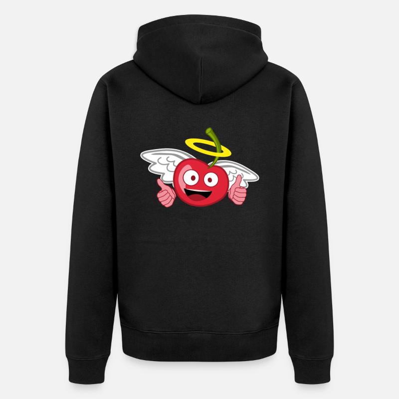 Kirschen Engel Heiligenschein Kirsche - Unisex Premium Bio Zip Hoodie - Schwarz