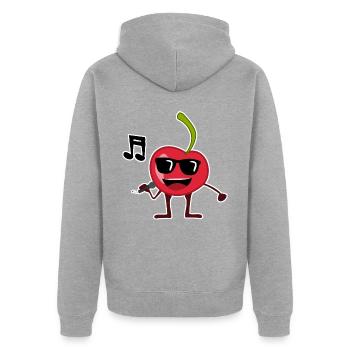 Kirsche singt Musik Kirschen - Unisex Premium Bio Zip Hoodie - Grau meliert - Hinten - Nico (187cm)