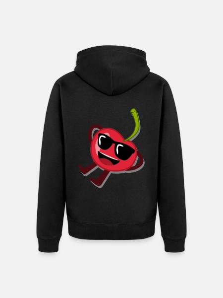 Cherry with sunglasses Cherries - Unisex Premium Organic Zip Hoodie - black