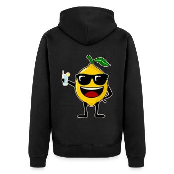 Zitronen Party Zitrone - Unisex Premium Bio Zip Hoodie - Schwarz - Hinten - Nico (187cm)