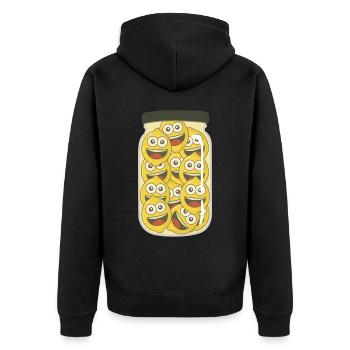 Zitronen im Glas Zitrone - Unisex Premium Bio Zip Hoodie - Schwarz - Hinten - Nico (187cm)