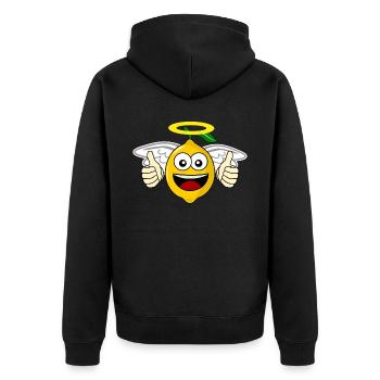 Zitronen Engel Zitrone - Unisex Premium Bio Zip Hoodie - Schwarz - Hinten - Nico (187cm)