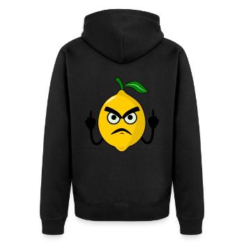 Zitronen Mittelfinger Zitrone - Unisex Premium Bio Zip Hoodie - Schwarz - Hinten - Nico (187cm)