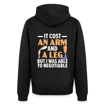 Es kostete einen Arm und ein Bein, aber ich war in - Unisex Premium Bio Zip Hoodie - Schwarz - Hinten - Nico (187cm)