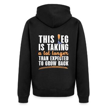 Das Bein braucht länger als erwartet, um nachzuwac - Unisex Premium Bio Zip Hoodie - Schwarz - Hinten - Nico (187cm)