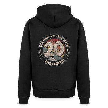 20. Geburtstag Die Legende Retro 20 Jahre Männer - Unisex Premium Bio Zip Hoodie - Schwarz - Hinten - Nico (187cm)