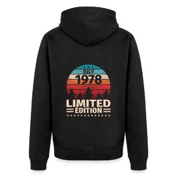 45th Birthday July Vintage 1978 Vintage - Unisex Premium Organic Zip Hoodie - black - Back - Nico (187cm)