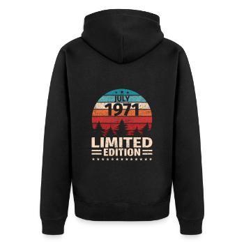 52ème Anniversaire Juillet Millésime 1971 Millésime - Veste à capuche bio Premium Unisexe - noir - Dos - Nico (187cm)
