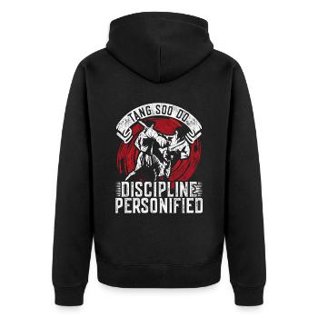 Tang so Do Discipline Personified - Unisex Premium Organic Zip Hoodie - black - Back - Nico (187cm)