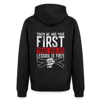 Touchez-moi et votre première leçon Tang So Do est gratuite - Veste à capuche bio Premium Unisexe - noir - Dos - Nico (187cm)