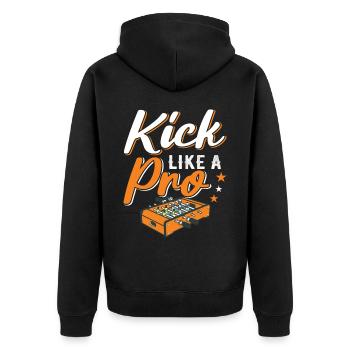 Foosball Gift Fans Wuzler Foosball - Unisex Premium Organic Zip Hoodie - black - Back - Nico (187cm)