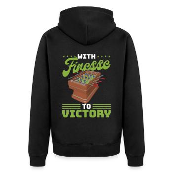 Foosball Gift Fans Wuzler Foosball - Unisex Premium Organic Zip Hoodie - black - Back - Nico (187cm)