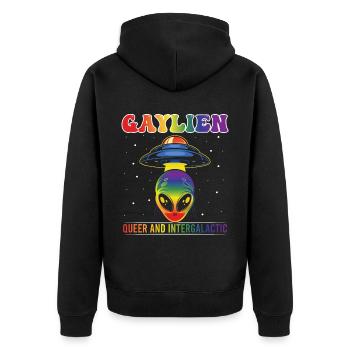 Gender Lesbian, Gay, Trans, Queer Rainbow - Unisex Premium Organic Zip Hoodie - black - Back - Nico (187cm)