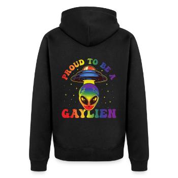Gender Lesbian, Gay, Trans, Queer Rainbow - Unisex Premium Organic Zip Hoodie - black - Back - Nico (187cm)