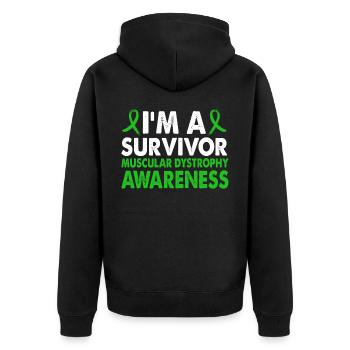 Überlebende Muskeldystrophie Bewusstseinsmonat - Unisex Premium Bio Zip Hoodie - Schwarz - Hinten - Nico (187cm)