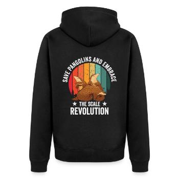 Scale Revolution Pangolin Lovers - Unisex Premium Organic Zip Hoodie - black - Back - Nico (187cm)