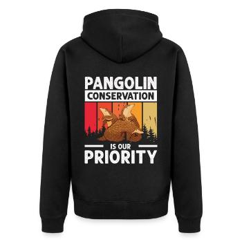 Pangolin-erhaltung, Pangolin-liebhaber, - Unisex Premium Bio Zip Hoodie - Schwarz - Hinten - Nico (187cm)