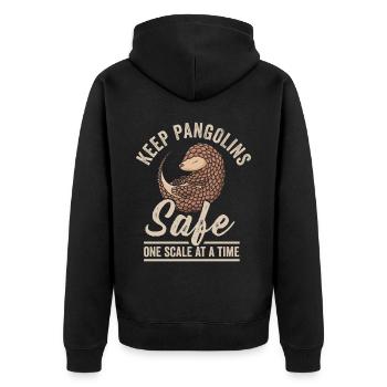 Keep pangolins safe on pangolin - Unisex Premium Organic Zip Hoodie - black - Back - Nico (187cm)