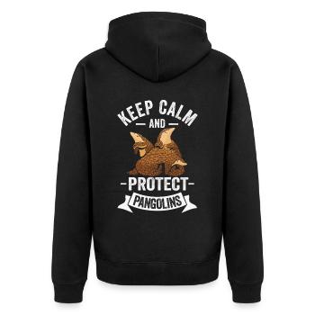 Schützen Sie Pangolin-besitzer, - Unisex Premium Bio Zip Hoodie - Schwarz - Hinten - Nico (187cm)
