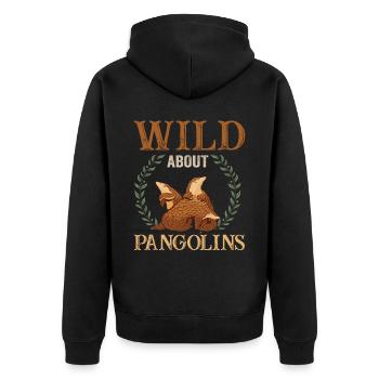 Wild About Pangolins Owner Pangolin Lover - Unisex Premium Organic Zip Hoodie - black - Back - Nico (187cm)