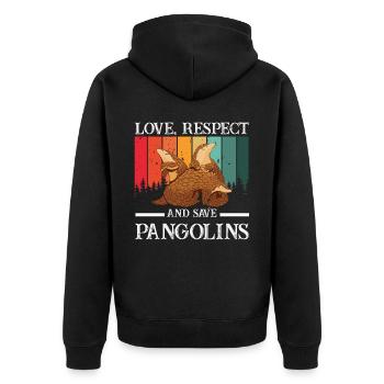 Love and save Pangolin's lovers - Unisex Premium Organic Zip Hoodie - black - Back - Nico (187cm)