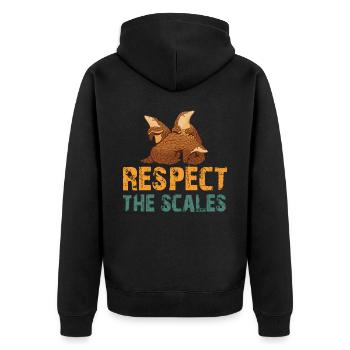 Pangolin lovers respect the - Unisex Premium Organic Zip Hoodie - black - Back - Nico (187cm)