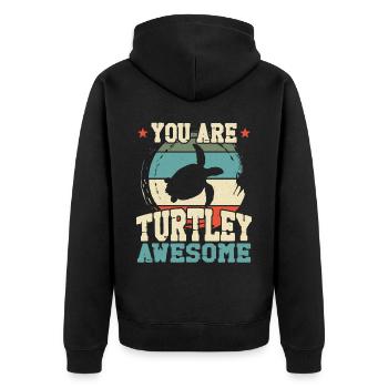 Tortue de mer Tortue Jeu de mots Rétro - Veste à capuche bio Premium Unisexe - noir - Dos - Nico (187cm)