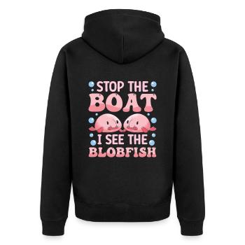 Costume de Blobfish - Visage de poisson Blob laid - - Veste à capuche bio Premium Unisexe - noir - Dos - Nico (187cm)