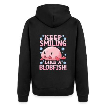 Costume de Blobfish - Visage de poisson Blob laid - - Veste à capuche bio Premium Unisexe - noir - Dos - Nico (187cm)