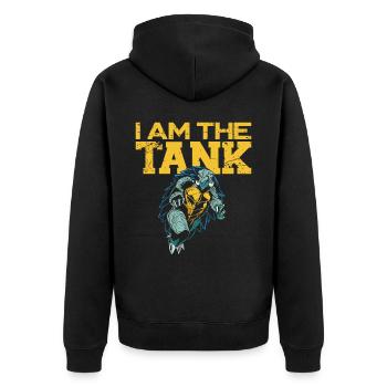 Sea Turtle Tortoise I Am The Tank - Unisex Premium Organic Zip Hoodie - black - Back - Nico (187cm)