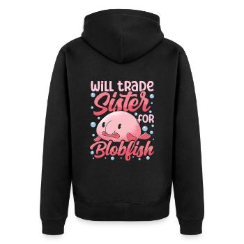 Costume de Blobfish - Visage de poisson Blob laid - - Veste à capuche bio Premium Unisexe - noir - Dos - Nico (187cm)