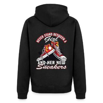 « Vous pouvez faire le contact de la chaussure » Drôle - Veste à capuche bio Premium Unisexe - noir - Dos - Nico (187cm)