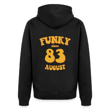 Funky Birthday: August 1983 - Flower Power - Unisex Premium Organic Zip Hoodie - black - Back - Nico (187cm)