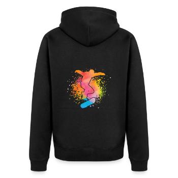 Skateboarding Skateboard Skater Farbklex Brush - Unisex Premium Bio Zip Hoodie - Schwarz - Hinten - Nico (187cm)