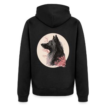 Berger belge Fleur de cerisier Race de chien Japonais - Veste à capuche bio Premium Unisexe - noir - Dos - Nico (187cm)