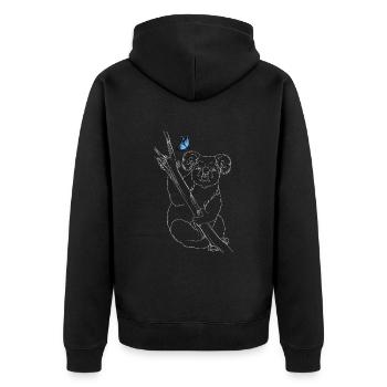 Koala mit Schmetterling - Unisex Premium Bio Zip Hoodie - Schwarz - Hinten - Nico (187cm)