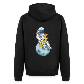 Saxophone basse Orchestre de musique jazz Saxophone - Veste à capuche bio Premium Unisexe - noir - Dos - Nico (187cm)