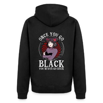 Funny Gothic Goth - Unisex Premium Organic Zip Hoodie - black - Back - Nico (187cm)
