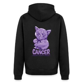 Krebs Schlägt Nicht Meowt Krebs - Unisex Premium Bio Zip Hoodie - Schwarz - Hinten - Nico (187cm)