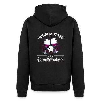 Dog mother and wine lover - Unisex Premium Organic Zip Hoodie - black - Back - Nico (187cm)