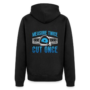 Mesure de charpentier coupée deux fois une scie charpentier - Veste à capuche bio Premium Unisexe - noir - Dos - Nico (187cm)