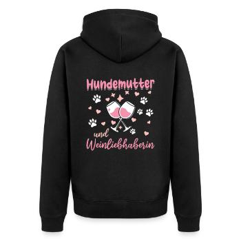 Dog mother and wine lover - Unisex Premium Organic Zip Hoodie - black - Back - Nico (187cm)
