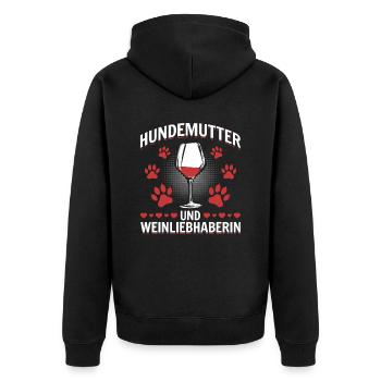 Dog mother and wine lover - Unisex Premium Organic Zip Hoodie - black - Back - Nico (187cm)