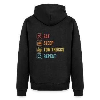 Eat Sleep Tow Trucks Repeat Towing Service - Unisex Premium Organic Zip Hoodie - black - Back - Nico (187cm)